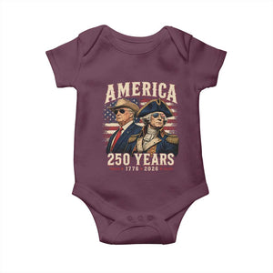 250th Anniversary USA George Washington and US Nations Leader Baby Onesie America 250 Years 1776 2026