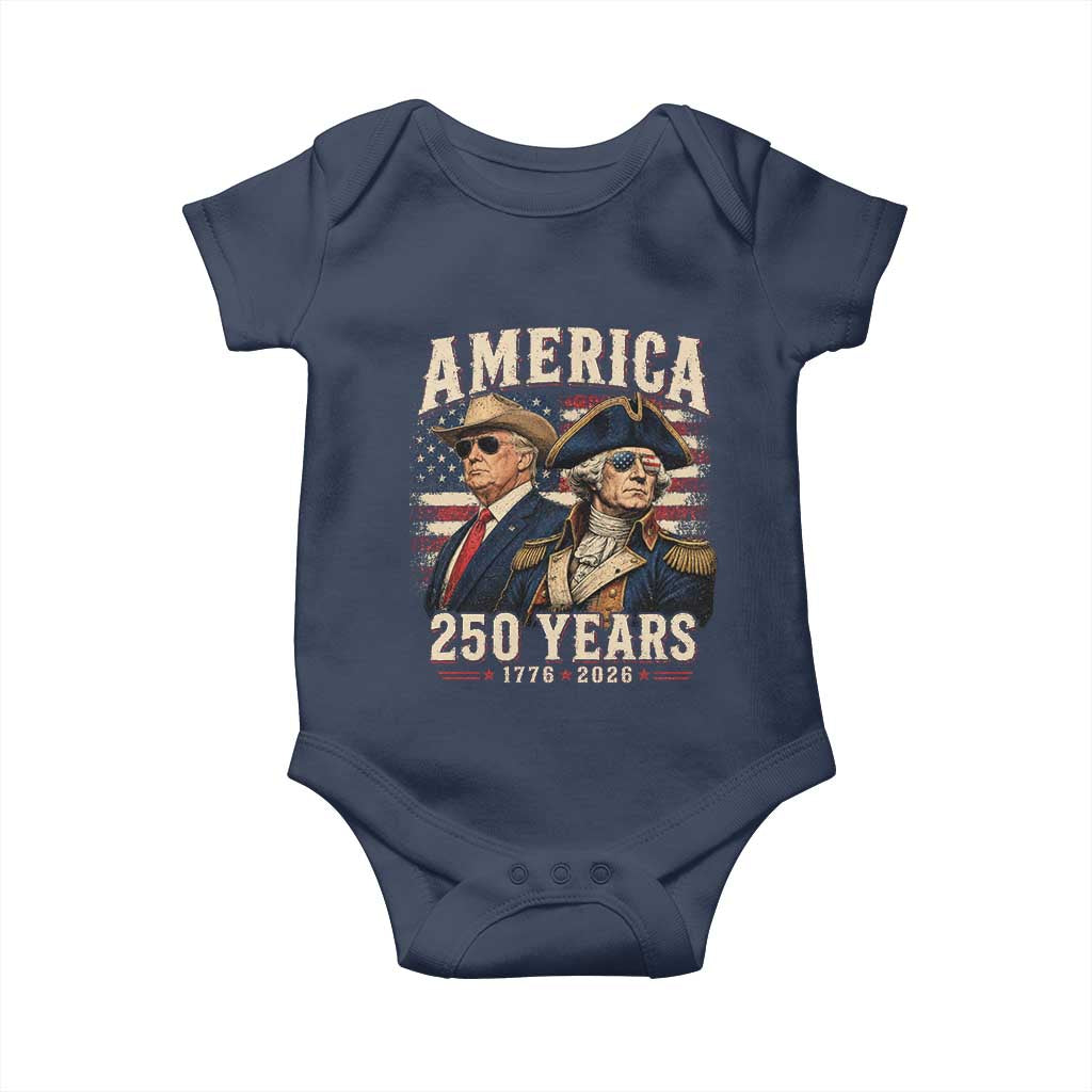 250th Anniversary USA George Washington and US Nations Leader Baby Onesie America 250 Years 1776 2026