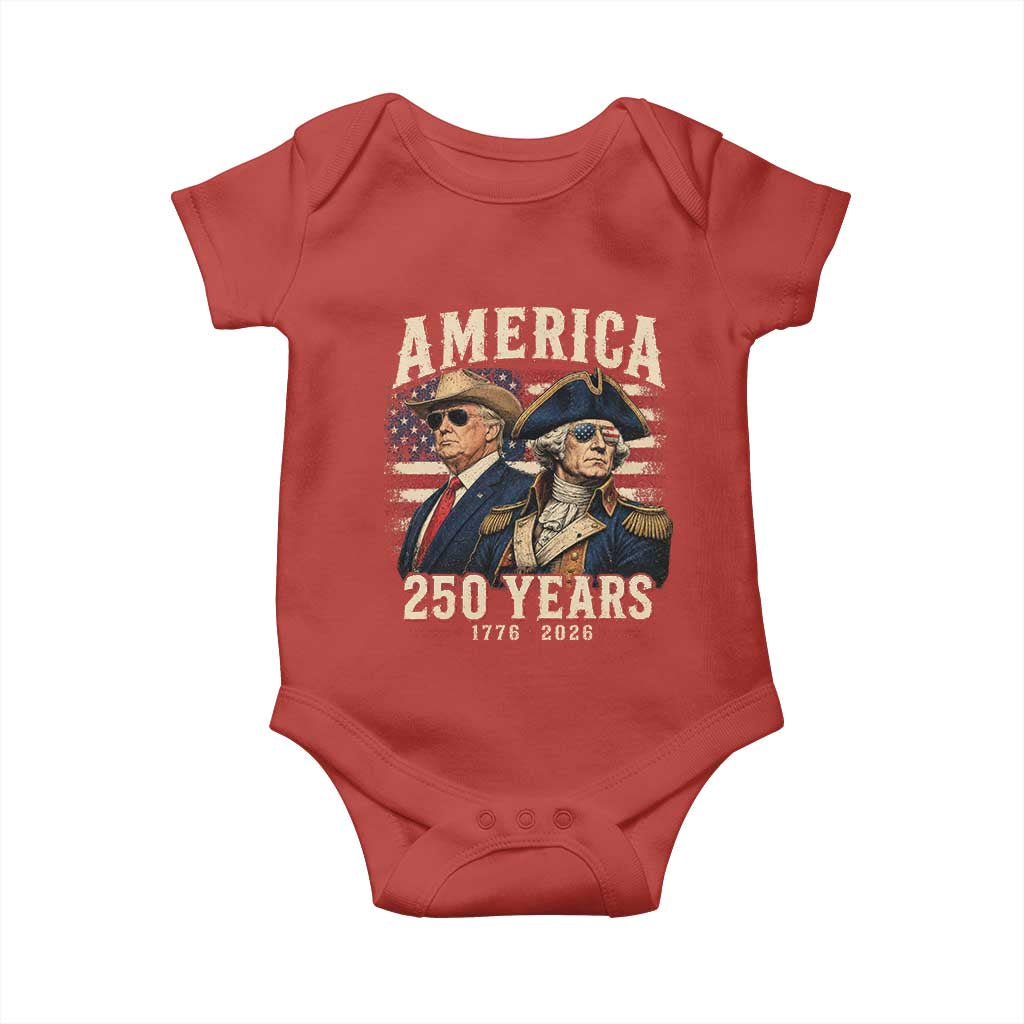 250th Anniversary USA George Washington and US Nations Leader Baby Onesie America 250 Years 1776 2026
