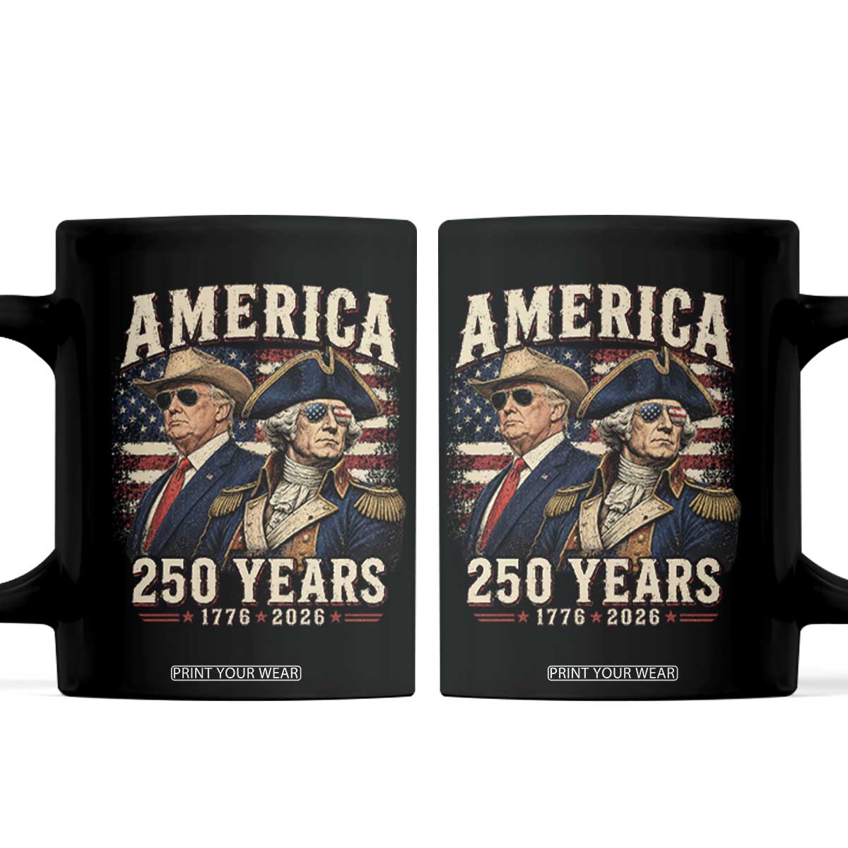 250th Anniversary USA George Washington and US Nations Leader Coffee Mug America 250 Years 1776 2026