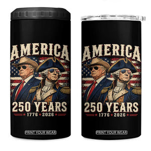 250th Anniversary USA George Washington and US Nations Leader 4 in 1 Can Cooler Tumbler America 250 Years 1776 2026
