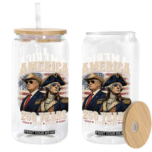 250th Anniversary USA George Washington and US Nations Leader Glass Can America 250 Years 1776 2026