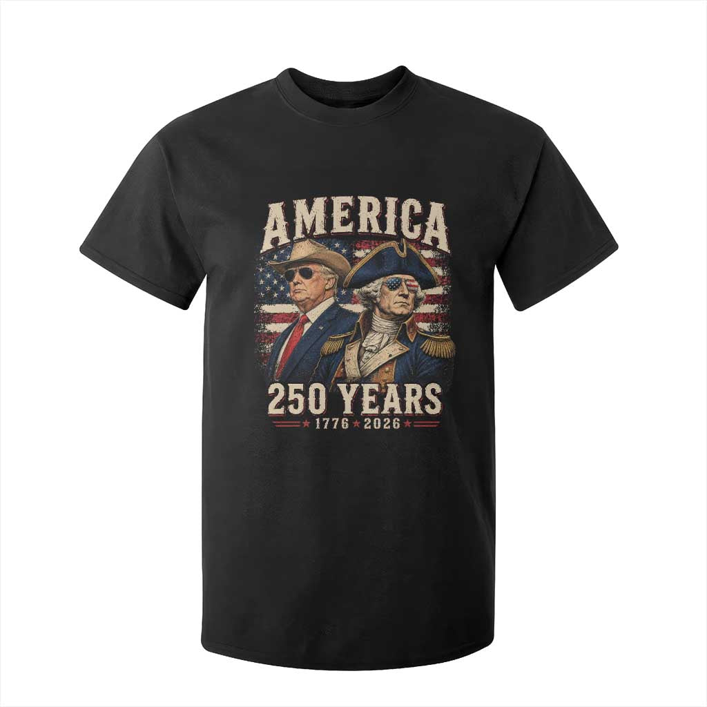 250th Anniversary USA George Washington and US Nations Leader T Shirt For Kid America 250 Years 1776 2026