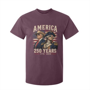 250th Anniversary USA George Washington and US Nations Leader T Shirt For Kid America 250 Years 1776 2026