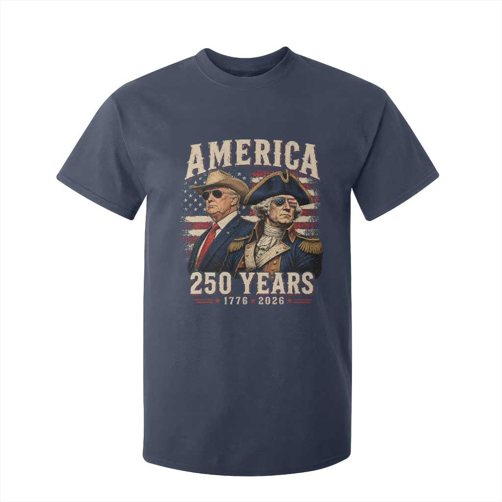 250th Anniversary USA George Washington and US Nations Leader T Shirt For Kid America 250 Years 1776 2026