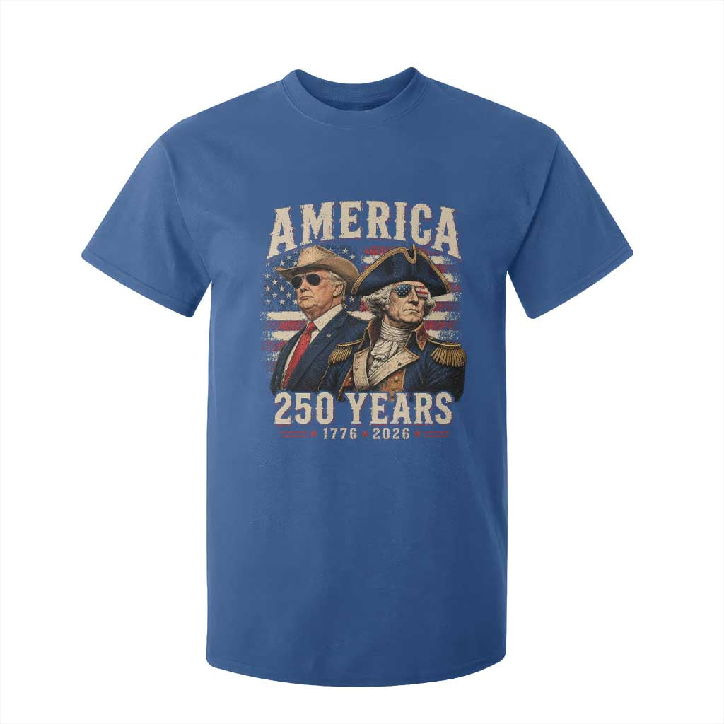 250th Anniversary USA George Washington and US Nations Leader T Shirt For Kid America 250 Years 1776 2026