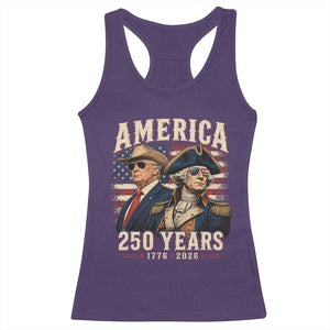 250th Anniversary USA George Washington and US Nations Leader Racerback Tank Top America 250 Years 1776 2026