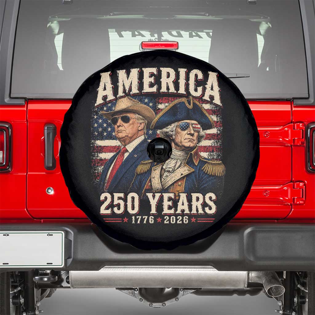 250th Anniversary USA George Washington and US Nations Leader Spare Tire Cover America 250 Years 1776 2026