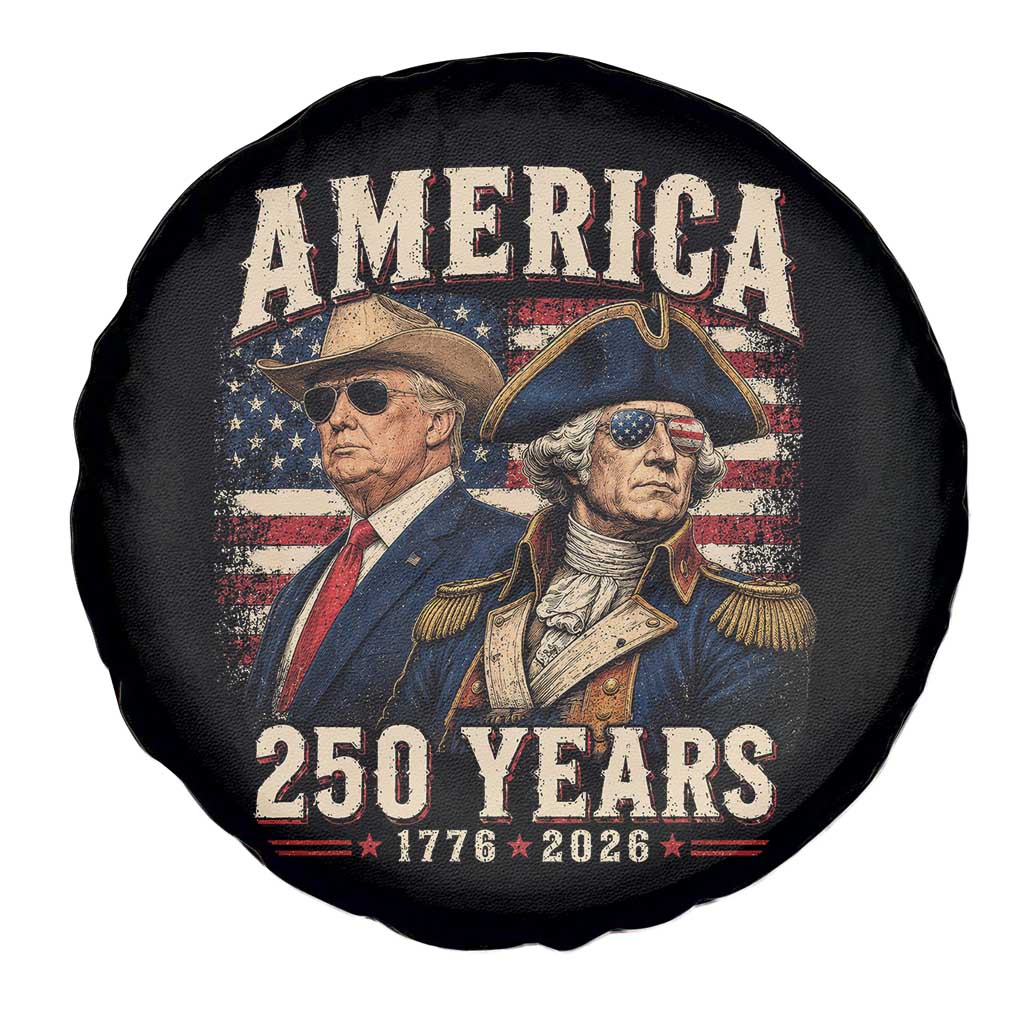 250th Anniversary USA George Washington and US Nations Leader Spare Tire Cover America 250 Years 1776 2026