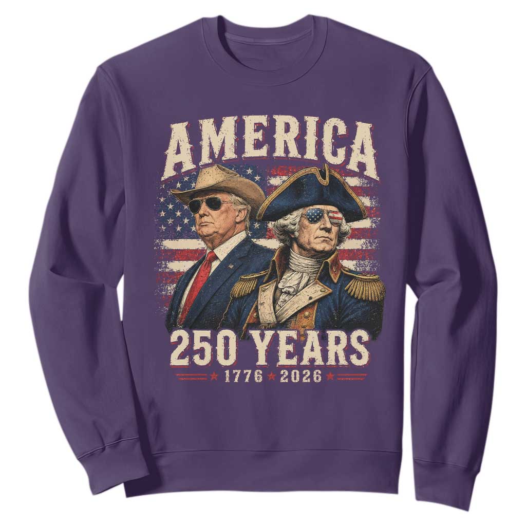 250th Anniversary USA George Washington and US Nations Leader Sweatshirt America 250 Years 1776 2026