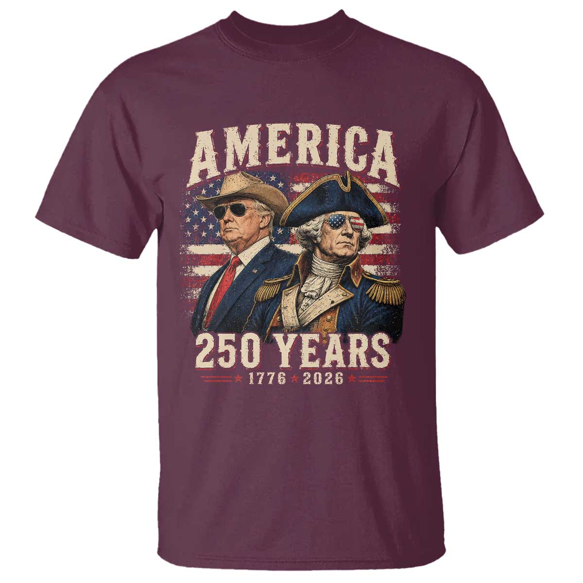 250th Anniversary USA George Washington and US Nations Leader T Shirt America 250 Years 1776 2026