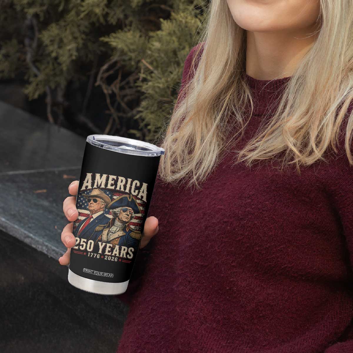 250th Anniversary USA George Washington and US Nations Leader Tumbler Cup America 250 Years 1776 2026