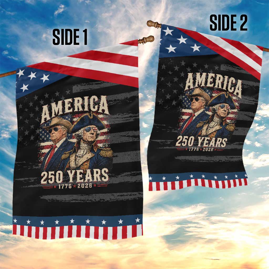 250th Anniversary USA George Washington and US Nations Leader Patriotic Garden Flag America 250 Years 1776 2026