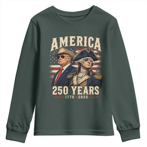 250th Anniversary USA George Washington and US Nations Leader Youth Sweatshirt America 250 Years 1776 2026