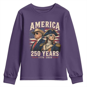 250th Anniversary USA George Washington and US Nations Leader Youth Sweatshirt America 250 Years 1776 2026
