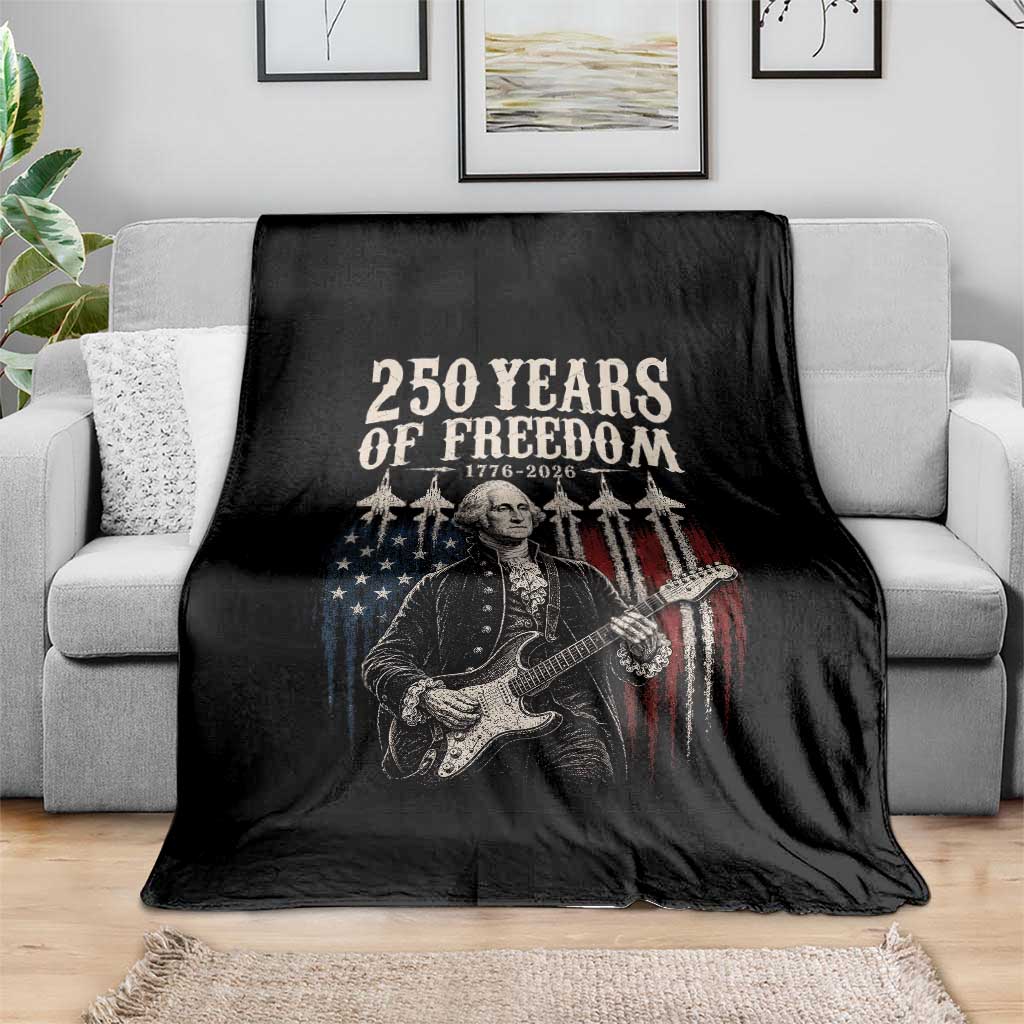 George Washington Playing Guitar 250 Years of Freedom Throw Blanket