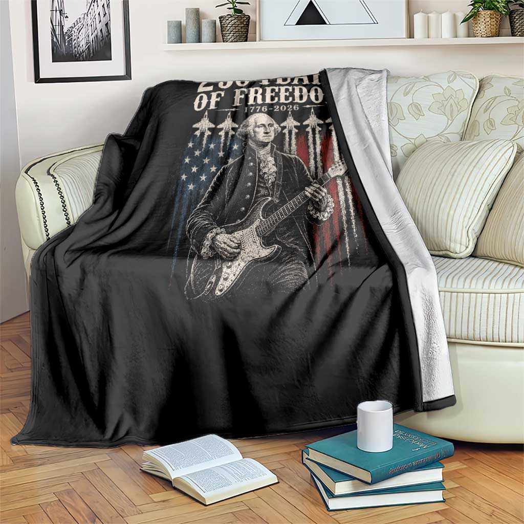 George Washington Playing Guitar 250 Years of Freedom Throw Blanket