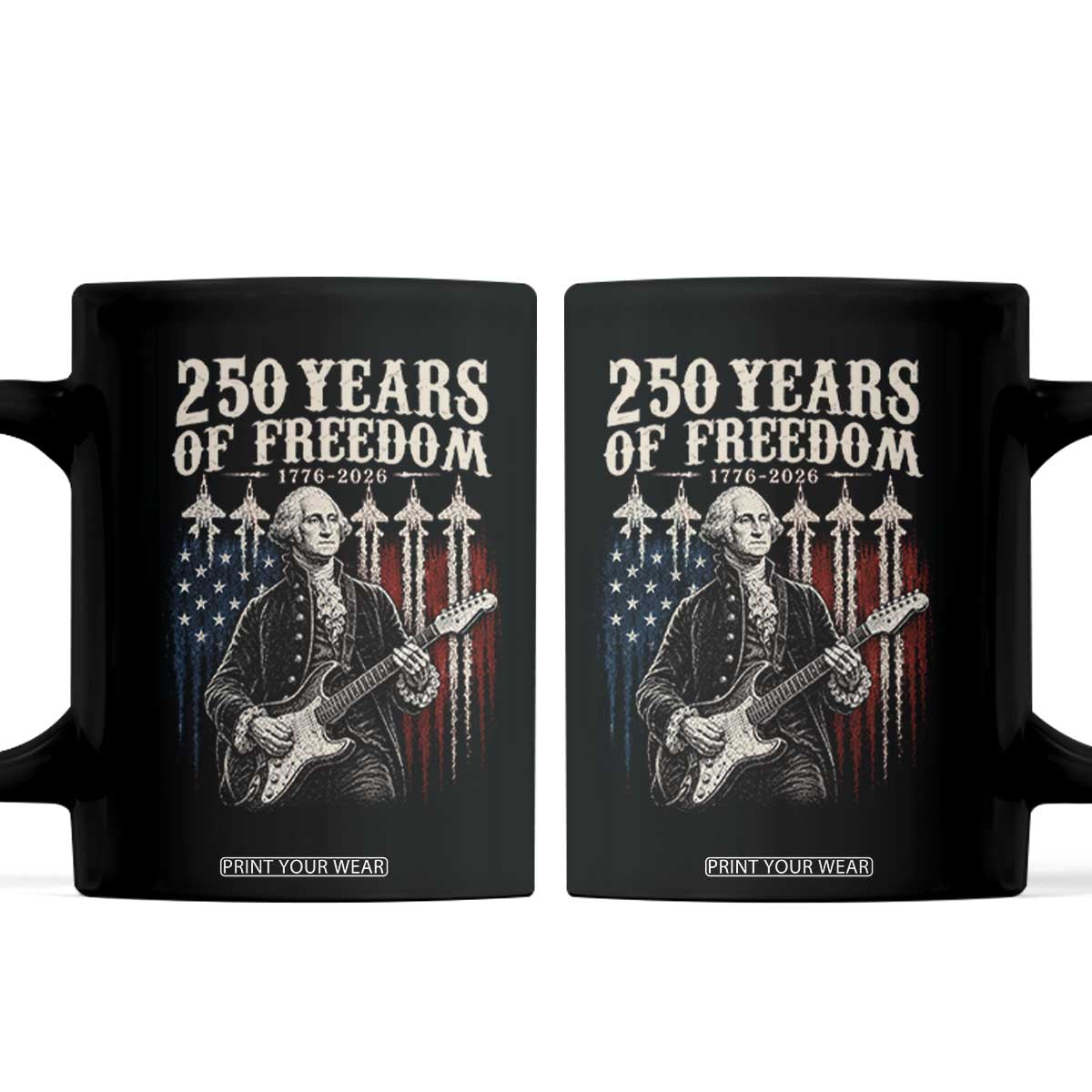 George Washington Playing Guitar 250 Years of Freedom Coffee Mug