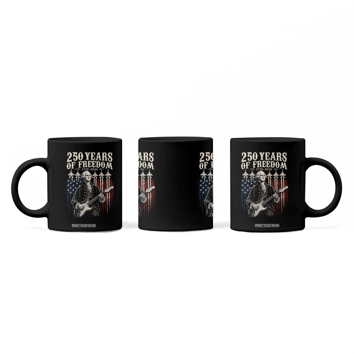 George Washington Playing Guitar 250 Years of Freedom Coffee Mug