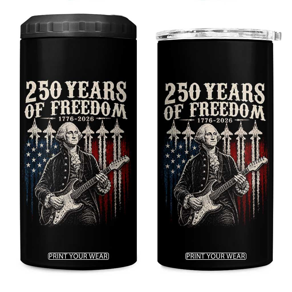George Washington Playing Guitar 250 Years of Freedom 4 in 1 Can Cooler Tumbler