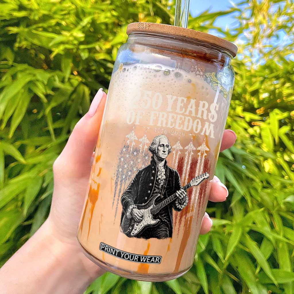 George Washington Playing Guitar 250 Years of Freedom Glass Can