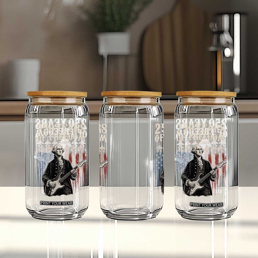 George Washington Playing Guitar 250 Years of Freedom Glass Can