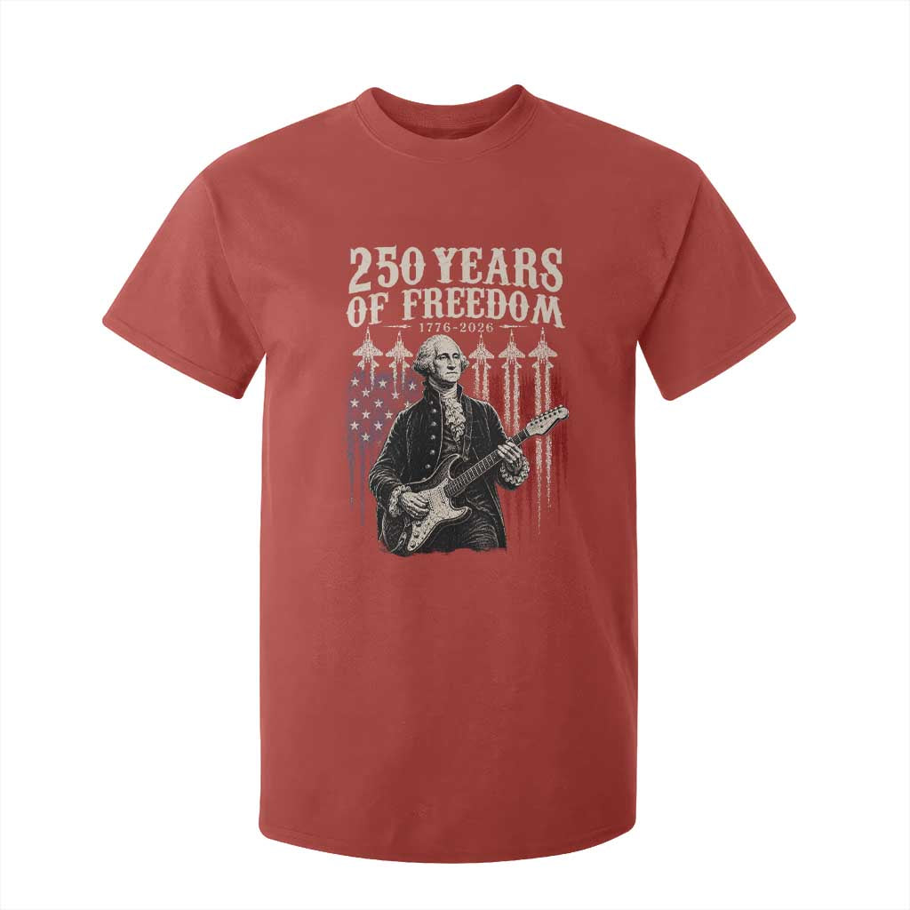 George Washington Playing Guitar 250 Years of Freedom T Shirt For Kid