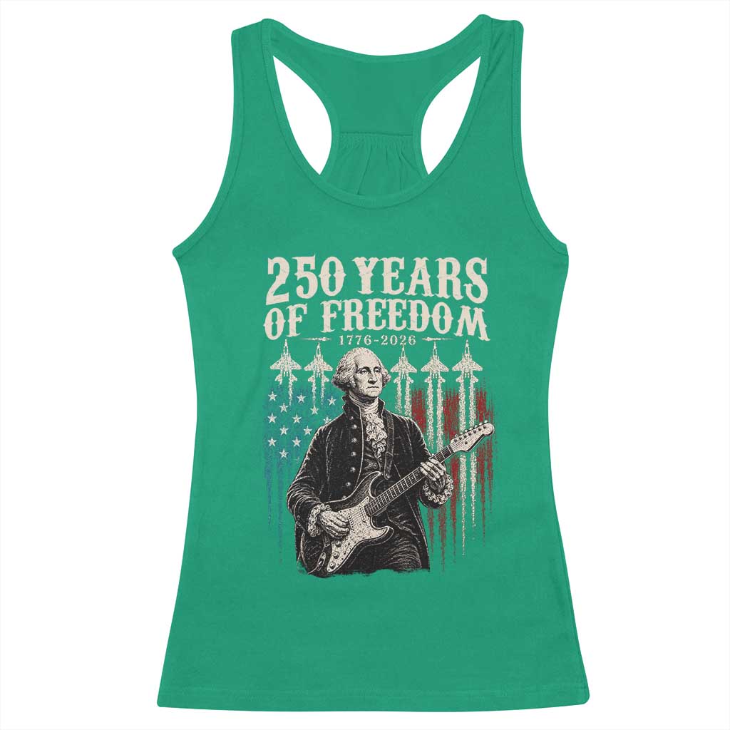 George Washington Playing Guitar 250 Years of Freedom Racerback Tank Top