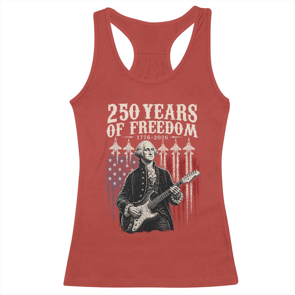 George Washington Playing Guitar 250 Years of Freedom Racerback Tank Top