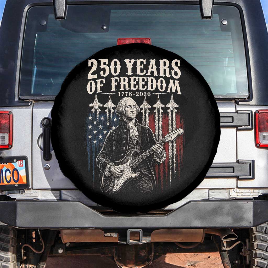 George Washington Playing Guitar 250 Years of Freedom Spare Tire Cover TS11 No hole Black Print Your Wear