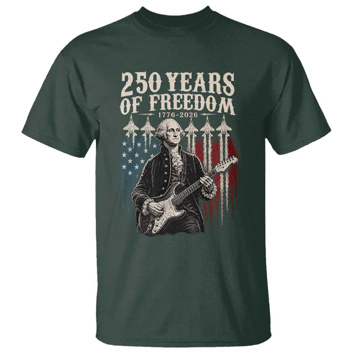George Washington Playing Guitar 250 Years of Freedom T Shirt