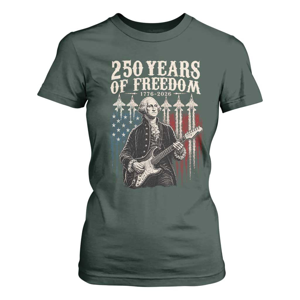 George Washington Playing Guitar 250 Years of Freedom T Shirt For Women