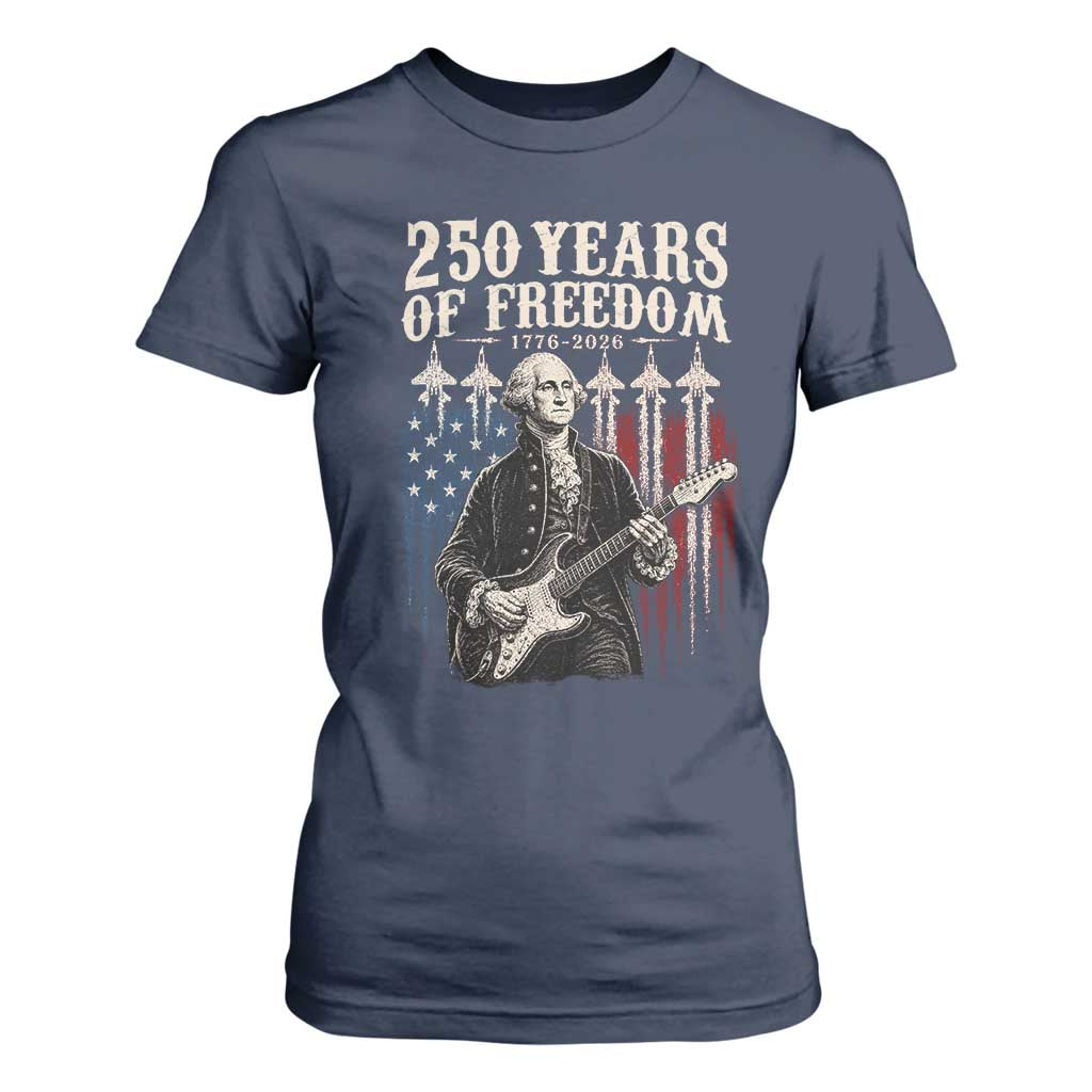 George Washington Playing Guitar 250 Years of Freedom T Shirt For Women