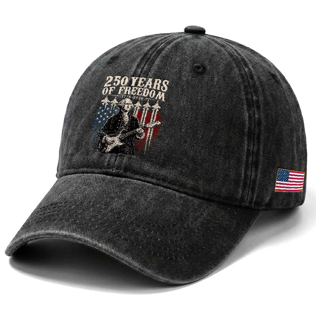 George Washington Playing Guitar 250 Years of Freedom Washed Cotton Baseball Cap