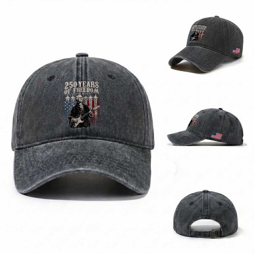 George Washington Playing Guitar 250 Years of Freedom Washed Cotton Baseball Cap