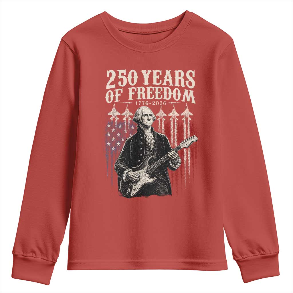 George Washington Playing Guitar 250 Years of Freedom Youth Sweatshirt