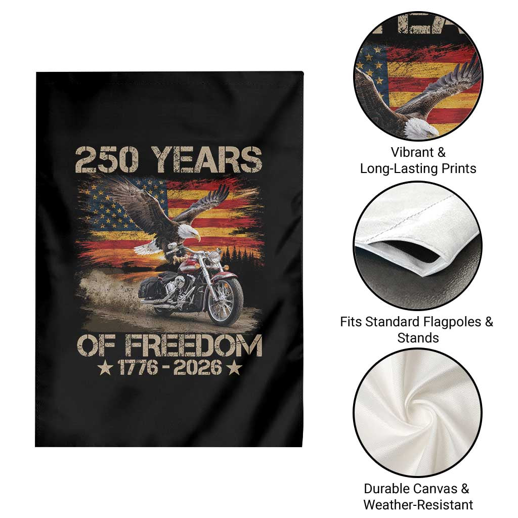 250 Years Of Freedom Patriotic Biker US Flag Motorcycle Lover Garden Flag