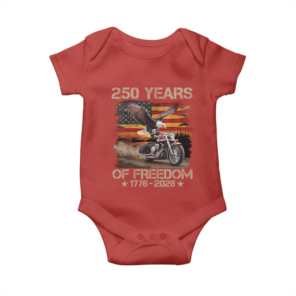 250 Years Of Freedom Patriotic Biker US Flag Motorcycle Lover Baby Onesie