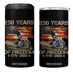 250 Years Of Freedom Patriotic Biker US Flag Motorcycle Lover 4 in 1 Can Cooler Tumbler