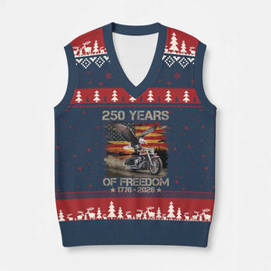 250 Years Of Freedom Patriotic Biker US Flag Motorcycle Lover V-Neck Knit Sweater Vest