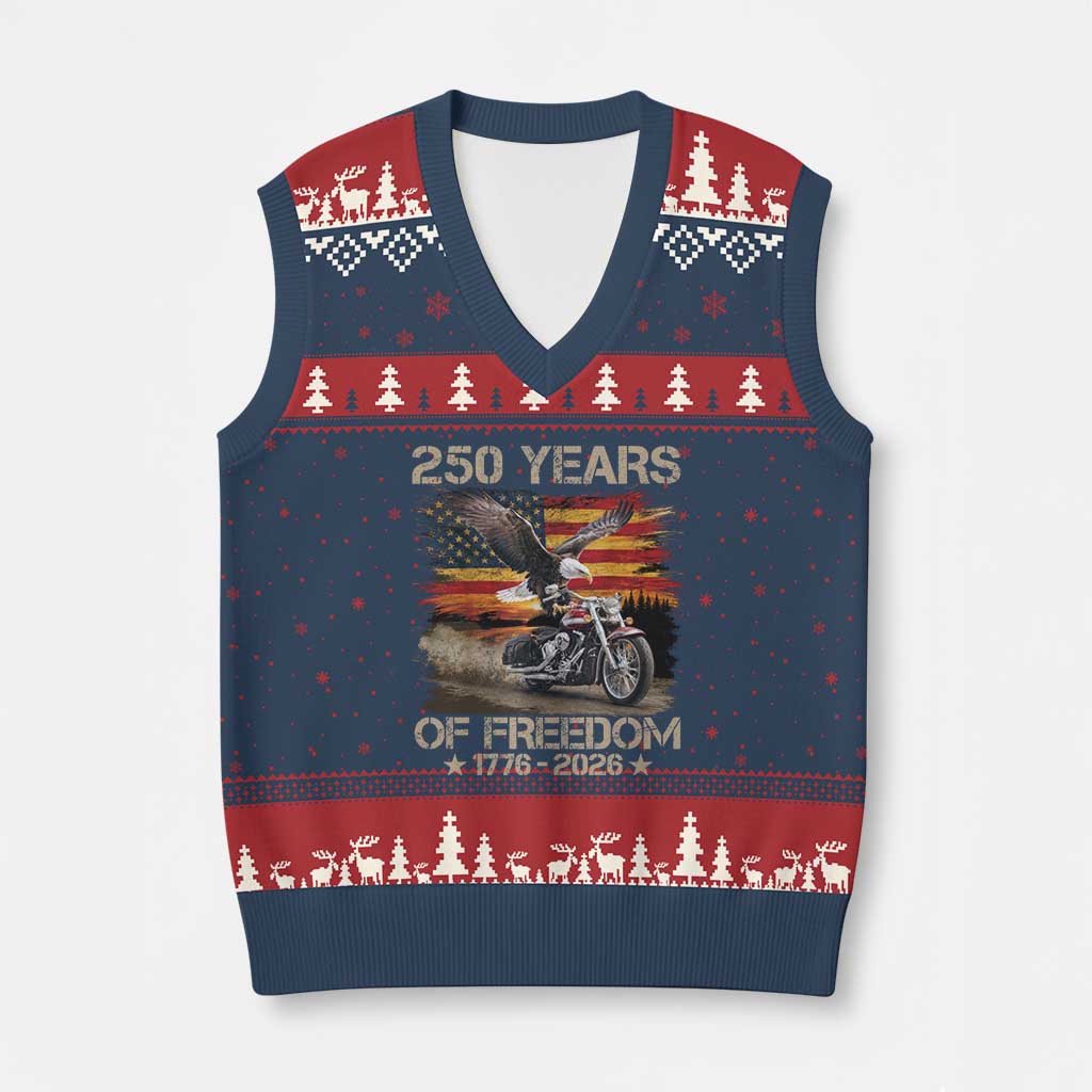 250 Years Of Freedom Patriotic Biker US Flag Motorcycle Lover V-Neck Knit Sweater Vest TS11 Navy Red Print Your Wear