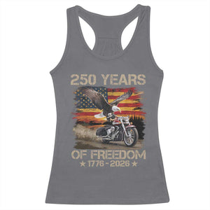 250 Years Of Freedom Patriotic Biker US Flag Motorcycle Lover Racerback Tank Top