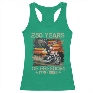 250 Years Of Freedom Patriotic Biker US Flag Motorcycle Lover Racerback Tank Top