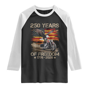 250 Years Of Freedom Patriotic Biker US Flag Motorcycle Lover Raglan Shirt