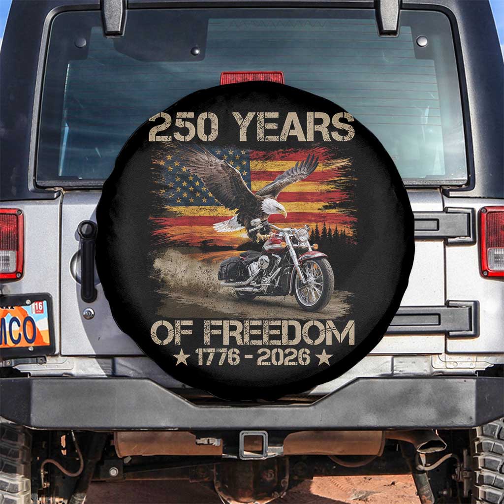 250 Years Of Freedom Patriotic Biker US Flag Motorcycle Lover Spare Tire Cover TS11 No hole Black Print Your Wear