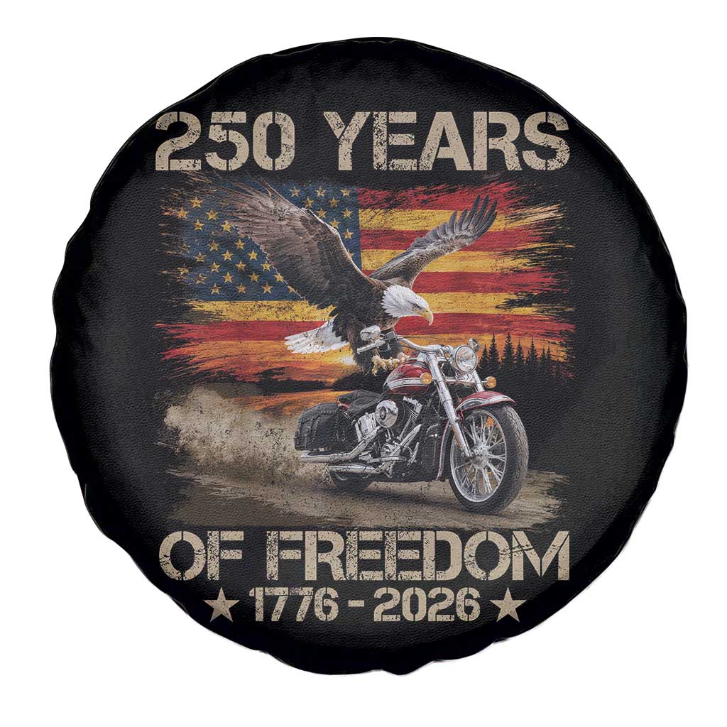 250 Years Of Freedom Patriotic Biker US Flag Motorcycle Lover Spare Tire Cover