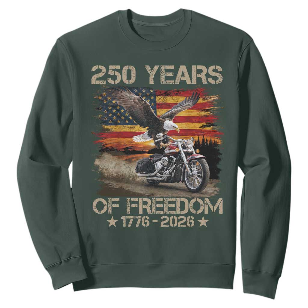 250 Years Of Freedom Patriotic Biker US Flag Motorcycle Lover Sweatshirt