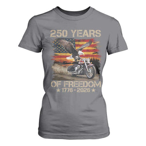250 Years Of Freedom Patriotic Biker US Flag Motorcycle Lover T Shirt For Women