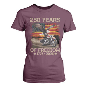 250 Years Of Freedom Patriotic Biker US Flag Motorcycle Lover T Shirt For Women