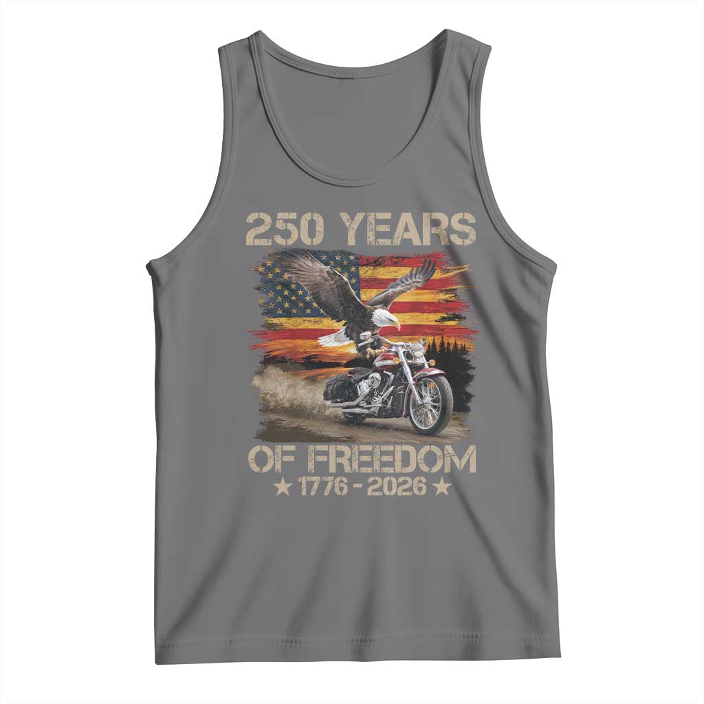 250 Years Of Freedom Patriotic Biker US Flag Motorcycle Lover Tank Top